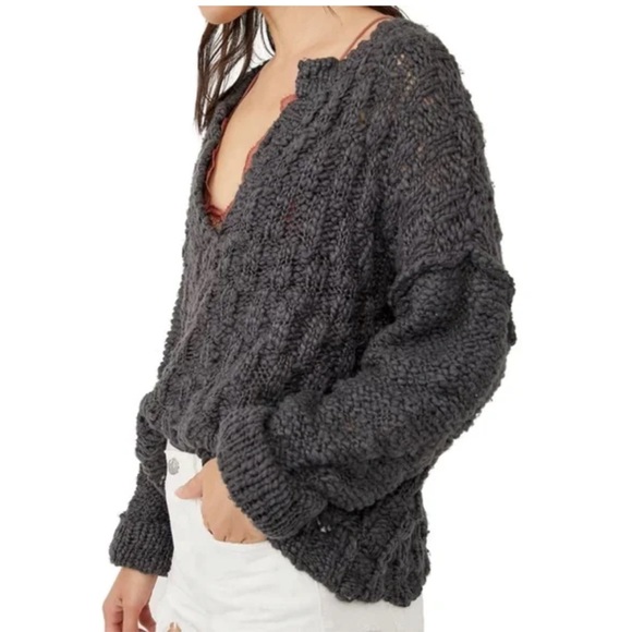 FREE PEOPLE Josephine Pullover In Charcoal Gray - Picture 2 of 9